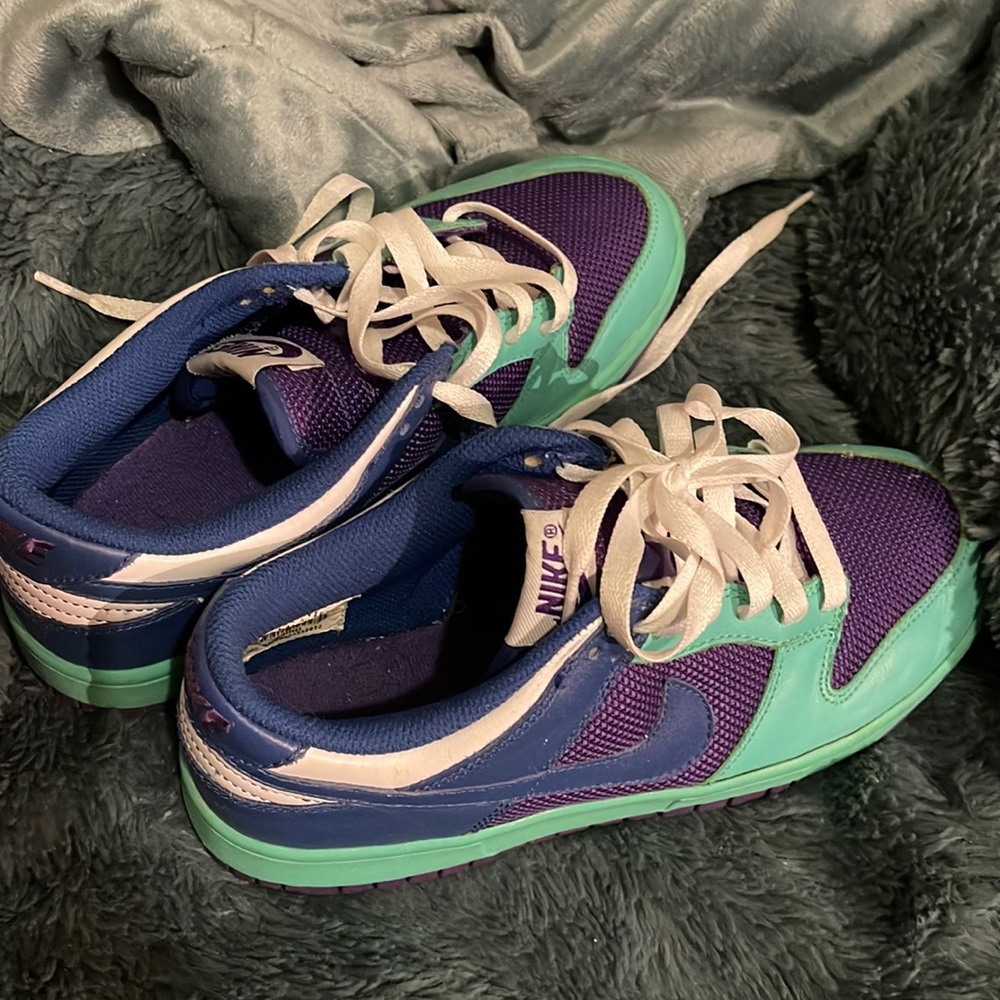 Nike dunks purple and teal